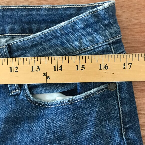 Paige Verdugo Ankle Jeans Women 32 Blue Destructed Mid Rise Distressed Preppy - Picture 10 of 13